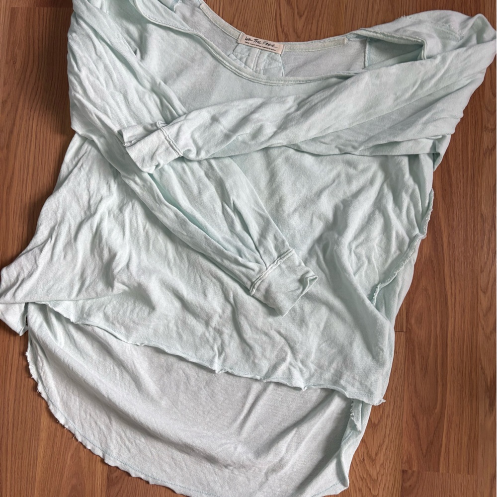 Free people sky blue oversized shirt